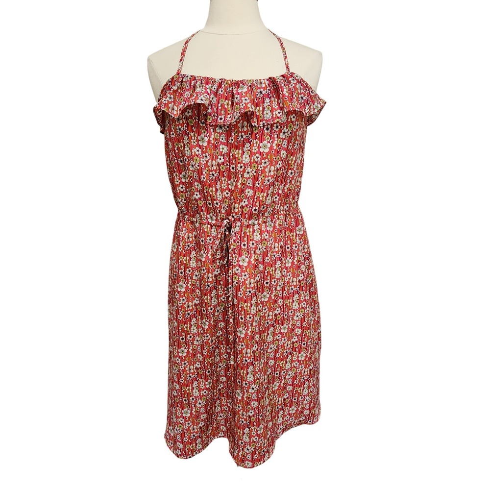 Liberty of London for Target Floral Halter Dress Ruffle Front Lined size Medium